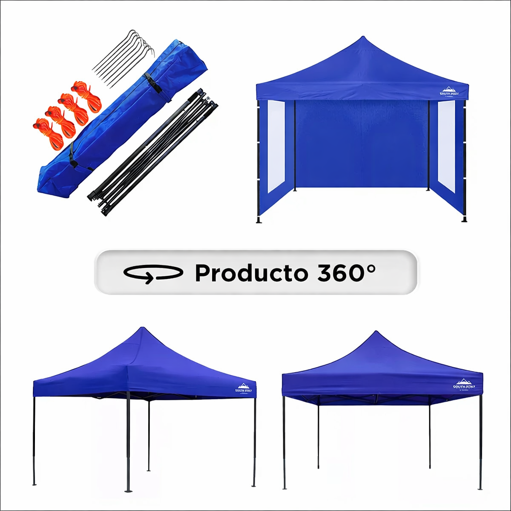 Gazebo 3x3 m Plegable Reforzado con 3 Paredes – Protección Total para Eventos y Exterior