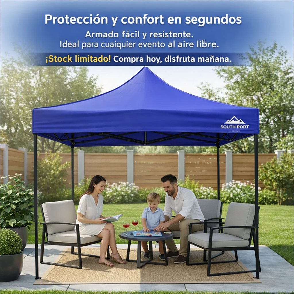 Gazebo 3x3 m Plegable Reforzado con 3 Paredes – Protección Total para Eventos y Exterior