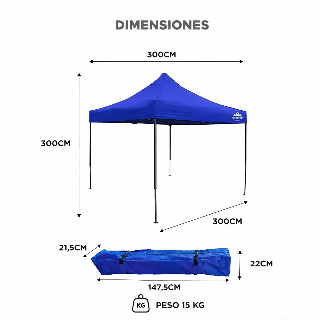 Gazebo 3x3 m Plegable Reforzado con 3 Paredes – Protección Total para Eventos y Exterior
