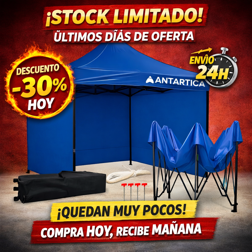 Gazebo 3x3 m Plegable Reforzado con 3 Paredes – Protección Total para Eventos y Exterior