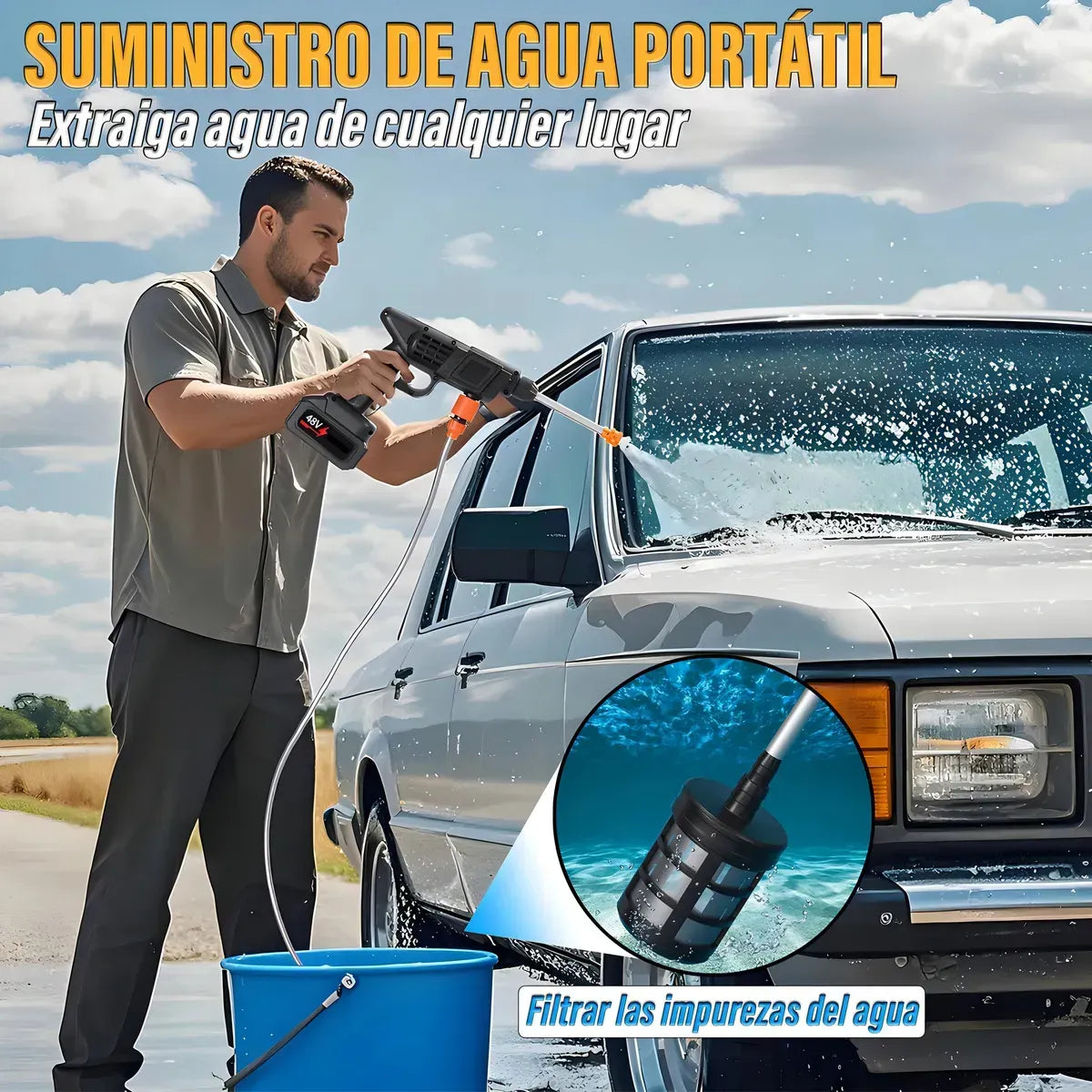 💦 Hidrolavadora Inalámbrica 48V con 2 Baterías: Potencia donde quieras